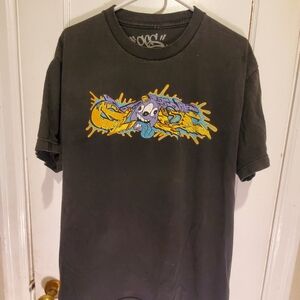 RARE Vintage 90s GCS USA Streetwear Y2K "GLOBE" Graffiti Black Tshirt Size L